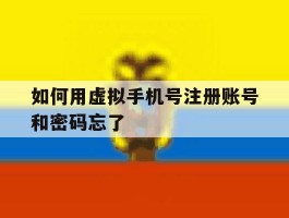 如何用虚拟手机号注册账号和密码忘了