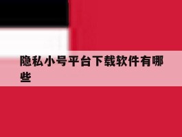 隐私小号平台下载软件有哪些