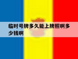 关于临时号牌多久能上牌照啊多少钱啊的信息