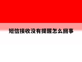 短信接收没有提醒怎么回事