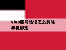 vivo账号验证怎么解除手机绑定
