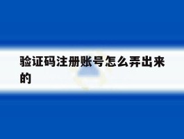 验证码注册账号怎么弄出来的