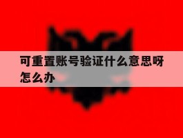 可重置账号验证什么意思呀怎么办