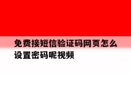免费接短信验证码网页怎么设置密码呢视频