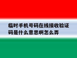 关于临时手机号码在线接收验证码是什么意思啊怎么弄的信息