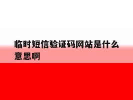 临时短信验证码网站是什么意思啊