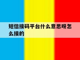 短信接码平台什么意思呀怎么接的