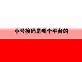 小号接码是哪个平台的