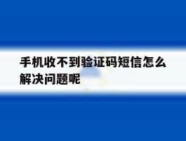 手机收不到验证码短信怎么解决问题呢