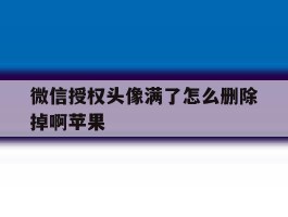 微信授权头像满了怎么删除掉啊苹果