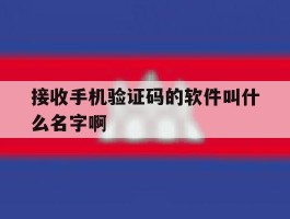 接收手机验证码的软件叫什么名字啊