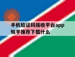 手机验证码接收平台app知乎推荐下载什么