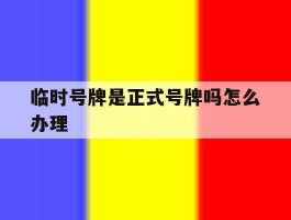 临时号牌是正式号牌吗怎么办理