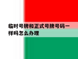 临时号牌和正式号牌号码一样吗怎么办理