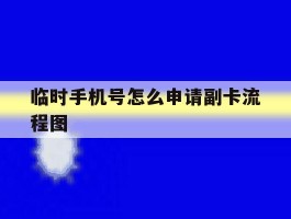 临时手机号怎么申请副卡流程图