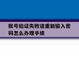 账号验证失败请重新输入密码怎么办理手续