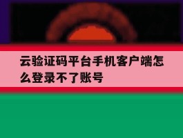 云验证码平台手机客户端怎么登录不了账号