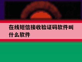在线短信接收验证码软件叫什么软件