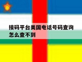 接码平台美国电话号码查询怎么查不到