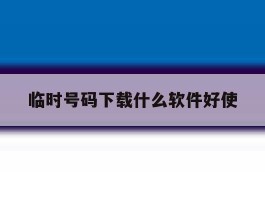 临时号码下载什么软件好使
