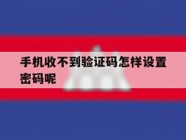 手机收不到验证码怎样设置密码呢