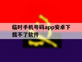 临时手机号码app安卓下载不了软件
