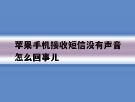 苹果手机接收短信没有声音怎么回事儿
