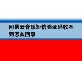 网易云音乐短信验证码收不到怎么回事