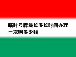 临时号牌最长多长时间办理一次啊多少钱