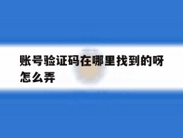 账号验证码在哪里找到的呀怎么弄