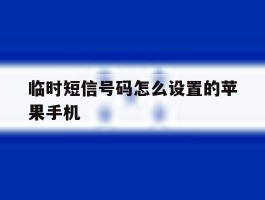关于临时短信号码怎么设置的苹果手机的信息