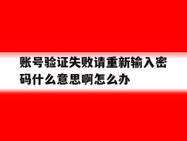 账号验证失败请重新输入密码什么意思啊怎么办