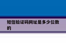 短信验证码网址是多少位数的