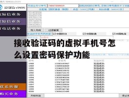 关于接收验证码的虚拟手机号怎么设置密码保护功能的信息