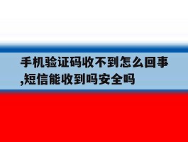 关于手机验证码收不到怎么回事,短信能收到吗安全吗的信息
