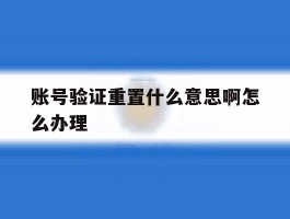 账号验证重置什么意思啊怎么办理