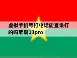 虚拟手机号打电话能查谁打的吗苹果13pro的简单介绍