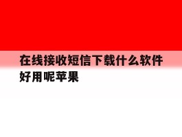 在线接收短信下载什么软件好用呢苹果