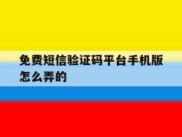 免费短信验证码平台手机版怎么弄的