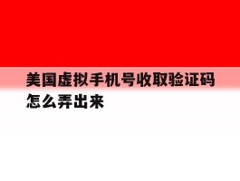 美国虚拟手机号收取验证码怎么弄出来