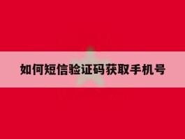 如何短信验证码获取手机号