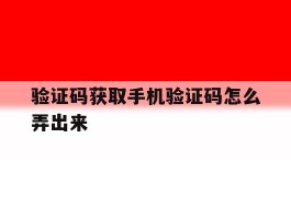验证码获取手机验证码怎么弄出来