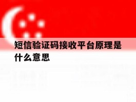 短信验证码接收平台原理是什么意思