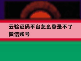 云验证码平台怎么登录不了微信账号