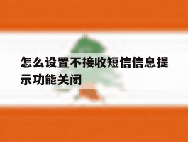 怎么设置不接收短信信息提示功能关闭