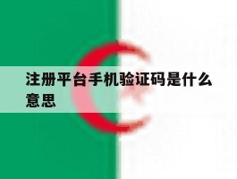 注册平台手机验证码是什么意思