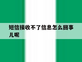 短信接收不了信息怎么回事儿呢