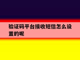 验证码平台接收短信怎么设置的呢