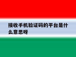 接收手机验证码的平台是什么意思呀的简单介绍