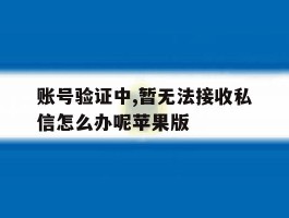 账号验证中,暂无法接收私信怎么办呢苹果版的简单介绍